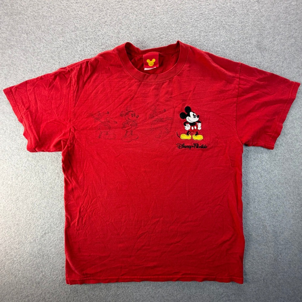 Vintage Jerry Leigh Disney Florida Mickey Mouse Sketch Red Graphic T-Shirt M